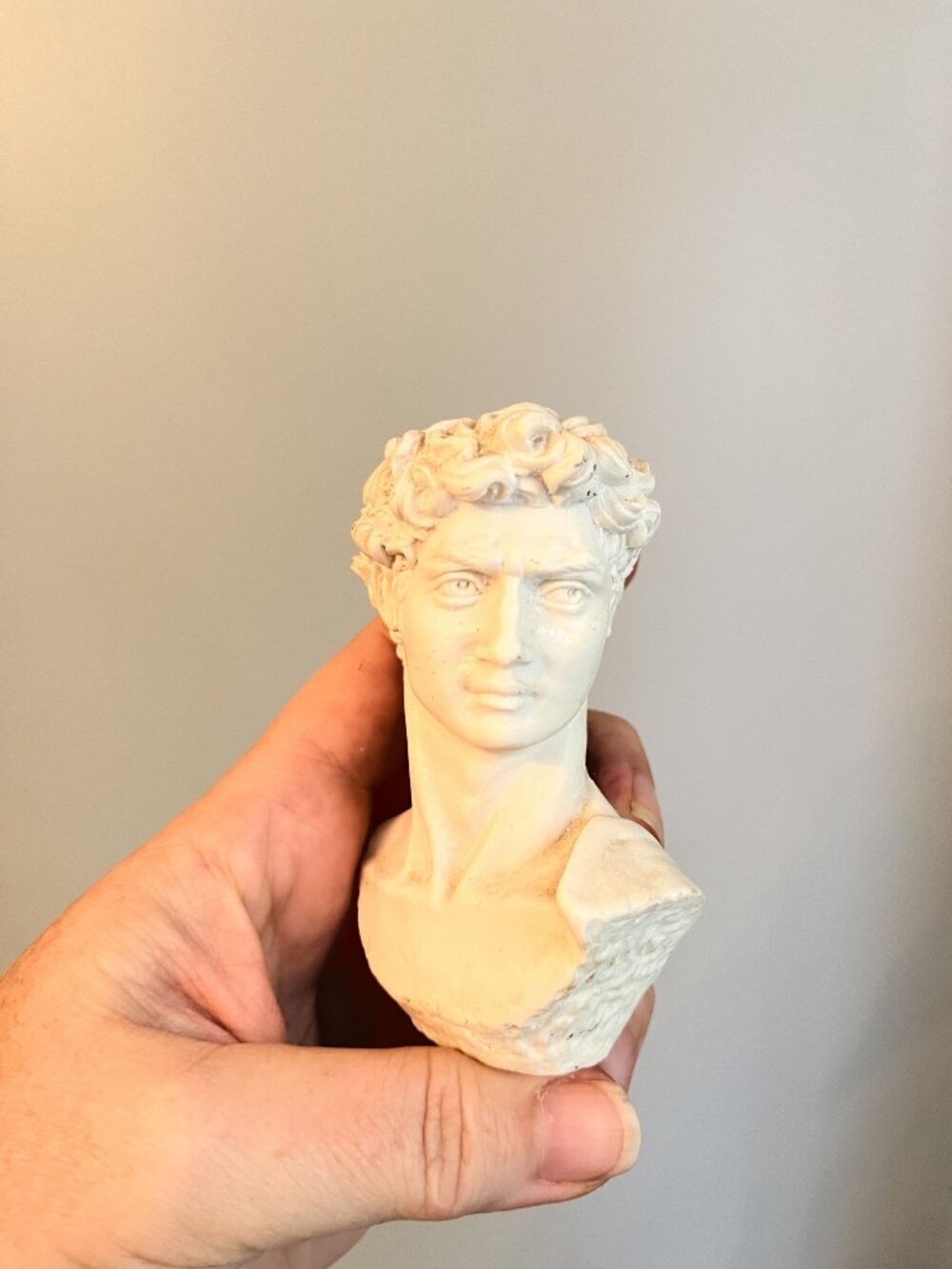 Vintage Michelangelos David Small Bust Sculpture Signed SAT 90 Marble Base 4" Ta